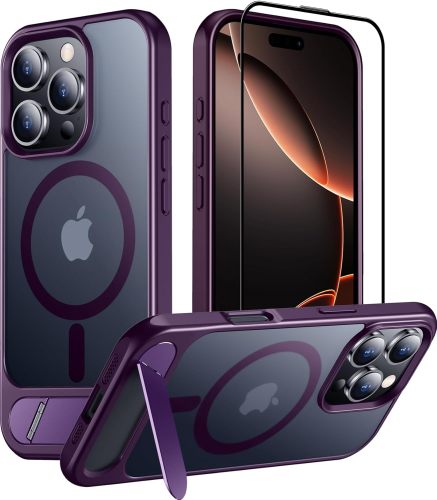 Temdan Magnetic Compatible with iPhone 16 Pro Case, [Built-in Invisible Kickstand][Compatible with MagSafe] [Military Grade Shockproof] Slim Translucent Matte Phone Case for iPhone 16 Pro 6.3 