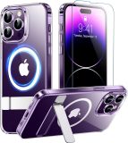 Temdan Magnetic Compatible with iPhone 16 Pro Case, [Built-in Invisible Kickstand][Compatible with MagSafe] [Military Grade Shockproof] Slim Translucent Matte Phone Case for iPhone 16 Pro 6.3 