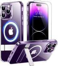 Temdan Magnetic Compatible with iPhone 16 Pro Case, [Built-in Invisible Kickstand][Compatible with MagSafe] [Military Grade Shockproof] Slim Translucent Matte Phone Case for iPhone 16 Pro 6.3 