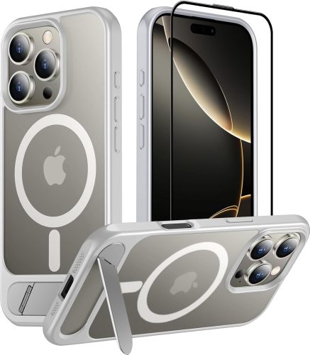 Temdan Magnetic Compatible with iPhone 16 Pro Case, [Built-in Invisible Kickstand][Compatible with MagSafe] [Military Grade Shockproof] Slim Translucent Matte Phone Case for iPhone 16 Pro 6.3 