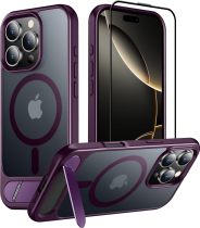 Temdan Magnetic Compatible with iPhone 16 Pro Case, [Built-in Invisible Kickstand][Compatible with MagSafe] [Military Grade Shockproof] Slim Translucent Matte Phone Case for iPhone 16 Pro 6.3 