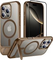 Temdan Magnetic Compatible with iPhone 16 Pro Case, [Built-in Invisible Kickstand][Compatible with MagSafe] [Military Grade Shockproof] Slim Translucent Matte Phone Case for iPhone 16 Pro 6.3 