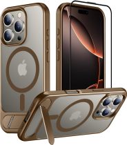 Temdan Magnetic Compatible with iPhone 16 Pro Case, [Built-in Invisible Kickstand][Compatible with MagSafe] [Military Grade Shockproof] Slim Translucent Matte Phone Case for iPhone 16 Pro 6.3 