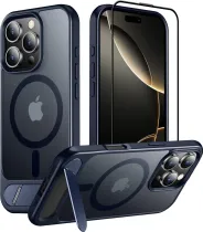 Temdan Magnetic Compatible with iPhone 16 Pro Case, [Built-in Invisible Kickstand][Compatible with MagSafe] [Military Grade Shockproof] Slim Translucent Matte Phone Case for iPhone 16 Pro 6.3 