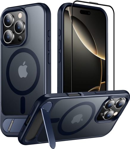 Temdan Magnetic Compatible with iPhone 16 Pro Case, [Built-in Invisible Kickstand][Compatible with MagSafe] [Military Grade Shockproof] Slim Translucent Matte Phone Case for iPhone 16 Pro 6.3 