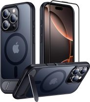 Temdan Magnetic Compatible with iPhone 16 Pro Case, [Built-in Invisible Kickstand][Compatible with MagSafe] [Military Grade Shockproof] Slim Translucent Matte Phone Case for iPhone 16 Pro 6.3 