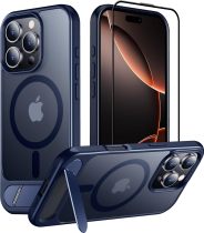 Temdan Magnetic Compatible with iPhone 16 Pro Case, [Built-in Invisible Kickstand][Compatible with MagSafe] [Military Grade Shockproof] Slim Translucent Matte Phone Case for iPhone 16 Pro 6.3 
