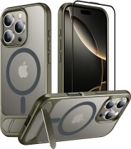 Temdan Magnetic Compatible with iPhone 16 Pro Case, [Built-in Invisible Kickstand][Compatible with MagSafe] [Military Grade Shockproof] Slim Translucent Matte Phone Case for iPhone 16 Pro 6.3 