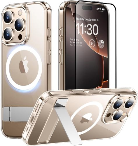 Temdan Magnetic Compatible with iPhone 16 Pro Case, [Built-in Invisible Kickstand][Compatible with MagSafe] [Military Grade Shockproof] Slim Translucent Matte Phone Case for iPhone 16 Pro 6.3 