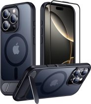Temdan Magnetic Compatible with iPhone 16 Pro Case, [Built-in Invisible Kickstand][Compatible with MagSafe] [Military Grade Shockproof] Slim Translucent Matte Phone Case for iPhone 16 Pro 6.3 