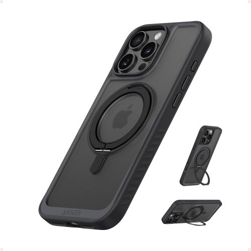 Anker Ultra Magnetic for iPhone 16 Pro Case with Sturdy 360° Ring Stand, Military-Grade Shockproof iPhone 16 Pro Kickstand Compatible with MagSafe(Black)