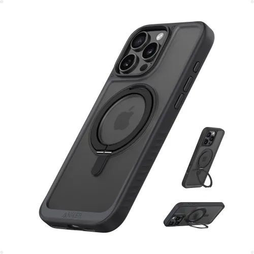 Anker Ultra Magnetic for iPhone 16 Pro Case with Sturdy 360° Ring Stand, Military-Grade Shockproof iPhone 16 Pro Kickstand Compatible with MagSafe(Black)