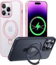 CASEKOO Designed for iPhone 16 Pro Case with Magnetic Invisible Stand [Military Drop Protection] [Compatible with MagSafe] Shockproof Slim Matte Translucent for iPhone 16 Pro Case 6.3 Inch 2024, Black