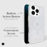 kate spade new york iPhone 16 Pro Case - Compatible with MagSafe - Designer Phone Case - Chunky Glitter Iridescent