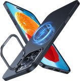 TORRAS Magnetic Slim Fit for iPhone 16 Pro Case with Stand, Compatible with MagSafe, Built-in Stash Stand, Ultra Thin 16 Pro Case, Lightweight Anti-Scratch Matte Hard Phone Case 6.3 inch, Black