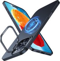 TORRAS Magnetic Slim Fit for iPhone 16 Pro Case with Stand, Compatible with MagSafe, Built-in Stash Stand, Ultra Thin 16 Pro Case, Lightweight Anti-Scratch Matte Hard Phone Case 6.3 inch, Black