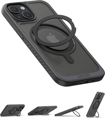 Anker Ultra Magnetic for iPhone 16 Pro Case with Sturdy 360° Ring Stand, Military-Grade Shockproof iPhone 16 Pro Kickstand Compatible with MagSafe(Black)