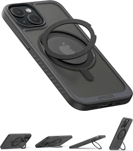 Anker Ultra Magnetic for iPhone 16 Pro Case with Sturdy 360° Ring Stand, Military-Grade Shockproof iPhone 16 Pro Kickstand Compatible with MagSafe(Black)