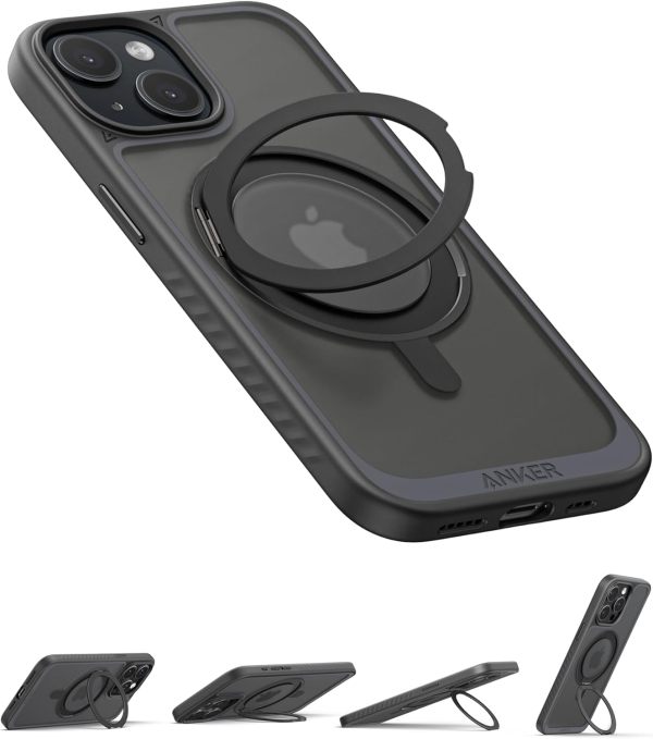 Anker Ultra Magnetic for iPhone 16 Pro Case with Sturdy 360° Ring Stand, Military-Grade Shockproof iPhone 16 Pro Kickstand Compatible with MagSafe(Black)