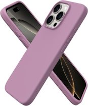 ORNARTO Compatible with iPhone 16 Pro Case 6.3 , Slim Liquid Silicone 3 Layers Soft Gel Rubber Shockproof Protective Case with Anti-Scratch Microfiber Lining-Chalk Pink