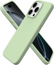 ORNARTO Compatible with iPhone 16 Pro Case 6.3 , Slim Liquid Silicone 3 Layers Soft Gel Rubber Shockproof Protective Case with Anti-Scratch Microfiber Lining-Chalk Pink