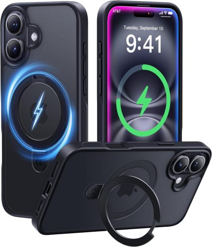 CASEKOO Designed for iPhone 16 Pro Case with Magnetic Invisible Stand [Military Drop Protection] [Compatible with MagSafe] Shockproof Slim Matte Translucent for iPhone 16 Pro Case 6.3 Inch 2024, Black