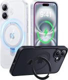 CASEKOO Designed for iPhone 16 Pro Case with Magnetic Invisible Stand [Military Drop Protection] [Compatible with MagSafe] Shockproof Slim Matte Translucent for iPhone 16 Pro Case 6.3 Inch 2024, Black