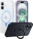CASEKOO Designed for iPhone 16 Pro Case with Magnetic Invisible Stand [Military Drop Protection] [Compatible with MagSafe] Shockproof Slim Matte Translucent for iPhone 16 Pro Case 6.3 Inch 2024, Black