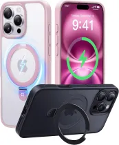 CASEKOO Designed for iPhone 16 Pro Case with Magnetic Invisible Stand [Military Drop Protection] [Compatible with MagSafe] Shockproof Slim Matte Translucent for iPhone 16 Pro Case 6.3 Inch 2024, Black