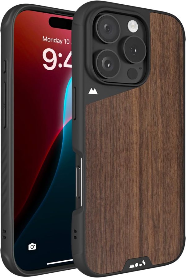 Mous for iPhone 16 Pro Case MagSafe Compatible - Limitless 6.0 - Walnut - Protective Shockproof Phone Cover