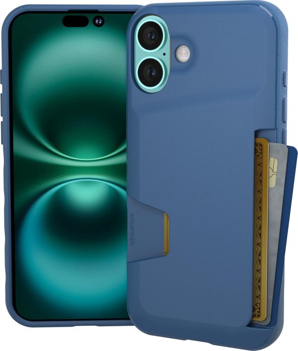 Smartish® iPhone 16 Pro Wallet Case - Wallet Slayer Vol. 1 [Slim + Protective] Credit Card Holder - Drop Tested Hidden Flip Card Slot Cover Compatible with Apple iPhone 16 Pro - Blues on The Green