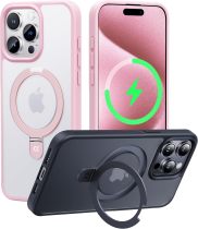 CASEKOO Designed for iPhone 16 Pro Case with Magnetic Invisible Stand [Military Drop Protection] [Compatible with MagSafe] Shockproof Slim Matte Translucent for iPhone 16 Pro Case 6.3 Inch 2024, Black
