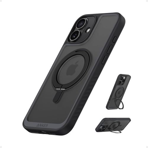 Anker Ultra Magnetic for iPhone 16 Pro Case with Sturdy 360° Ring Stand, Military-Grade Shockproof iPhone 16 Pro Kickstand Compatible with MagSafe(Black)