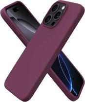 ORNARTO Compatible with iPhone 16 Pro Case 6.3 , Slim Liquid Silicone 3 Layers Soft Gel Rubber Shockproof Protective Case with Anti-Scratch Microfiber Lining-Chalk Pink
