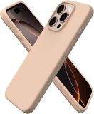 ORNARTO Compatible with iPhone 16 Pro Case 6.3 , Slim Liquid Silicone 3 Layers Soft Gel Rubber Shockproof Protective Case with Anti-Scratch Microfiber Lining-Chalk Pink