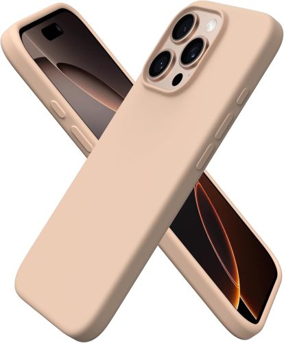 ORNARTO Compatible with iPhone 16 Pro Case 6.3 , Slim Liquid Silicone 3 Layers Soft Gel Rubber Shockproof Protective Case with Anti-Scratch Microfiber Lining-Chalk Pink