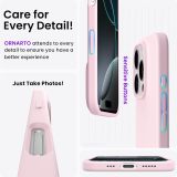ORNARTO Compatible with iPhone 16 Pro Case 6.3 , Slim Liquid Silicone 3 Layers Soft Gel Rubber Shockproof Protective Case with Anti-Scratch Microfiber Lining-Chalk Pink