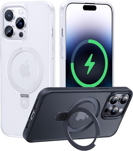 CASEKOO Designed for iPhone 16 Pro Case with Magnetic Invisible Stand [Military Drop Protection] [Compatible with MagSafe] Shockproof Slim Matte Translucent for iPhone 16 Pro Case 6.3 Inch 2024, Black