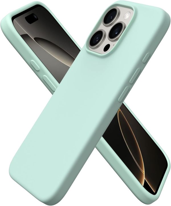 ORNARTO Compatible with iPhone 16 Pro Case 6.3 , Slim Liquid Silicone 3 Layers Soft Gel Rubber Shockproof Protective Case with Anti-Scratch Microfiber Lining-Chalk Pink