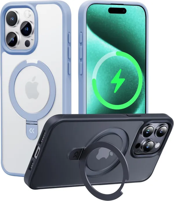 CASEKOO Designed for iPhone 16 Pro Case with Magnetic Invisible Stand [Military Drop Protection] [Compatible with MagSafe] Shockproof Slim Matte Translucent for iPhone 16 Pro Case 6.3 Inch 2024, Black