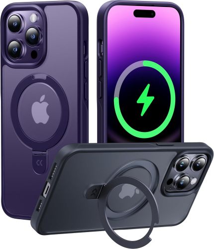 CASEKOO Designed for iPhone 16 Pro Case with Magnetic Invisible Stand [Military Drop Protection] [Compatible with MagSafe] Shockproof Slim Matte Translucent for iPhone 16 Pro Case 6.3 Inch 2024, Black