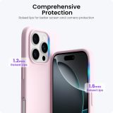 ORNARTO Compatible with iPhone 16 Pro Case 6.3 , Slim Liquid Silicone 3 Layers Soft Gel Rubber Shockproof Protective Case with Anti-Scratch Microfiber Lining-Chalk Pink
