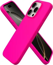 ORNARTO Compatible with iPhone 16 Pro Case 6.3 , Slim Liquid Silicone 3 Layers Soft Gel Rubber Shockproof Protective Case with Anti-Scratch Microfiber Lining-Chalk Pink
