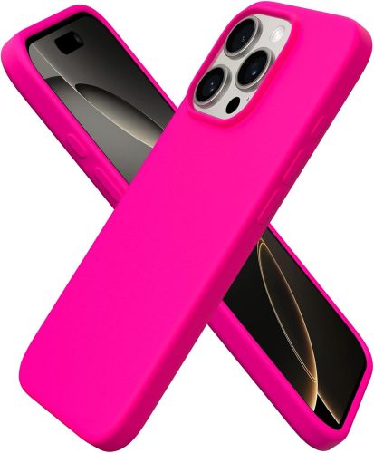 ORNARTO Compatible with iPhone 16 Pro Case 6.3 , Slim Liquid Silicone 3 Layers Soft Gel Rubber Shockproof Protective Case with Anti-Scratch Microfiber Lining-Chalk Pink