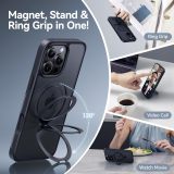 CASEKOO Designed for iPhone 16 Pro Case with Magnetic Invisible Stand [Military Drop Protection] [Compatible with MagSafe] Shockproof Slim Matte Translucent for iPhone 16 Pro Case 6.3 Inch 2024, Black