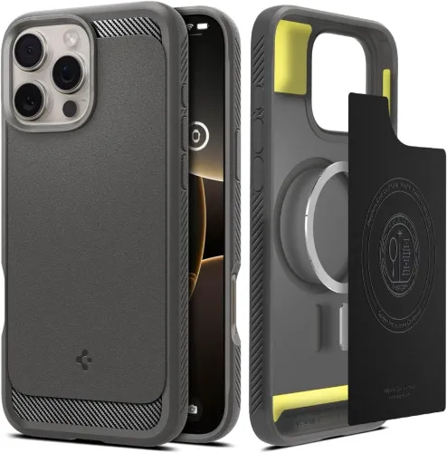 Spigen Rugged Armor MagFit Designed for iPhone 16 Pro Case [Military-Grade Protection] Compatible with MagSafe - Matte Black