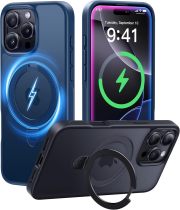 CASEKOO Designed for iPhone 16 Pro Case with Magnetic Invisible Stand [Military Drop Protection] [Compatible with MagSafe] Shockproof Slim Matte Translucent for iPhone 16 Pro Case 6.3 Inch 2024, Black
