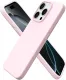 ORNARTO Compatible with iPhone 16 Pro Case 6.3 , Slim Liquid Silicone 3 Layers Soft Gel Rubber Shockproof Protective Case with Anti-Scratch Microfiber Lining-Chalk Pink