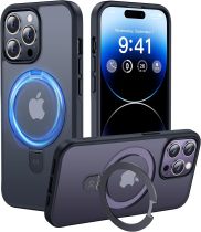 CASEKOO Designed for iPhone 16 Pro Case with Magnetic Invisible Stand [Military Drop Protection] [Compatible with MagSafe] Shockproof Slim Matte Translucent for iPhone 16 Pro Case 6.3 Inch 2024, Black