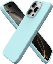 ORNARTO Compatible with iPhone 16 Pro Case 6.3 , Slim Liquid Silicone 3 Layers Soft Gel Rubber Shockproof Protective Case with Anti-Scratch Microfiber Lining-Chalk Pink